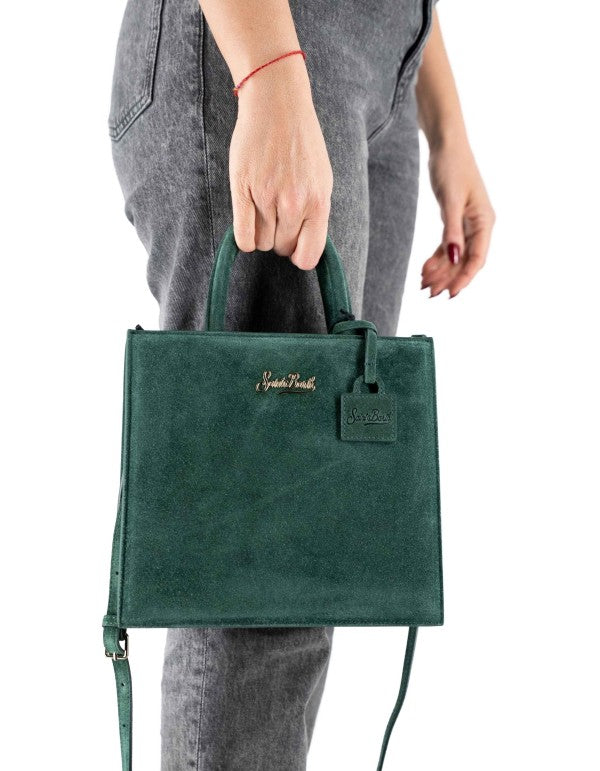 Green Suede Midi Shop Bag