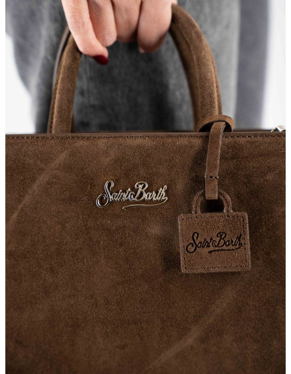 Brown Suede Midi Shop Bag