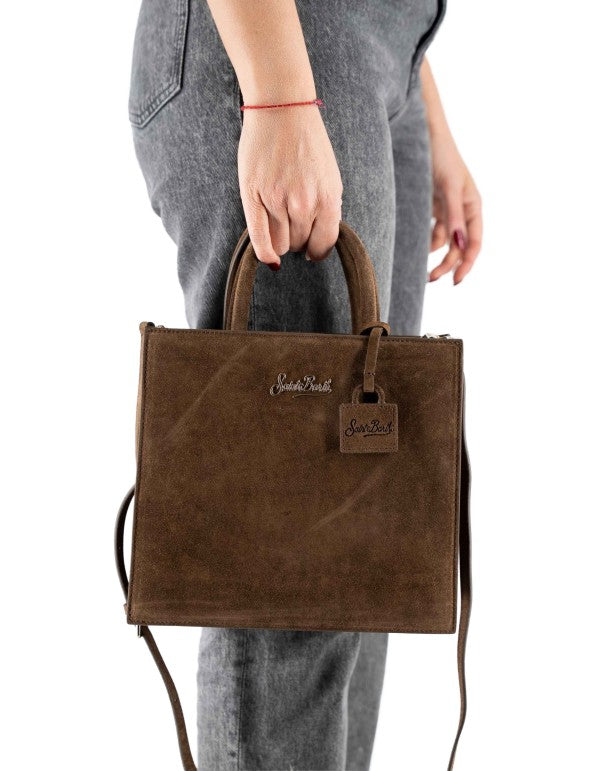 Brown Suede Midi Shop Bag
