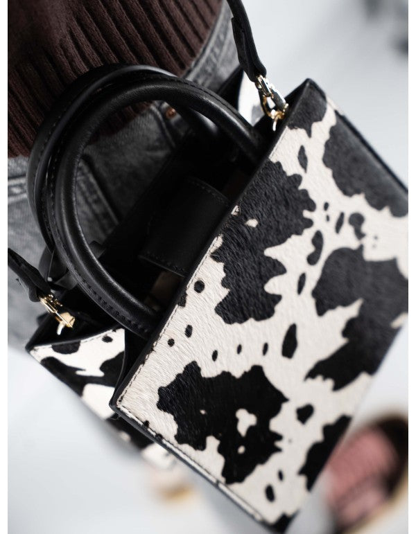 Mini Shop Bag In Cavallino Animal Print Cow