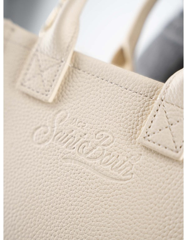 Mini Vanity Bag in White Hammered Leather