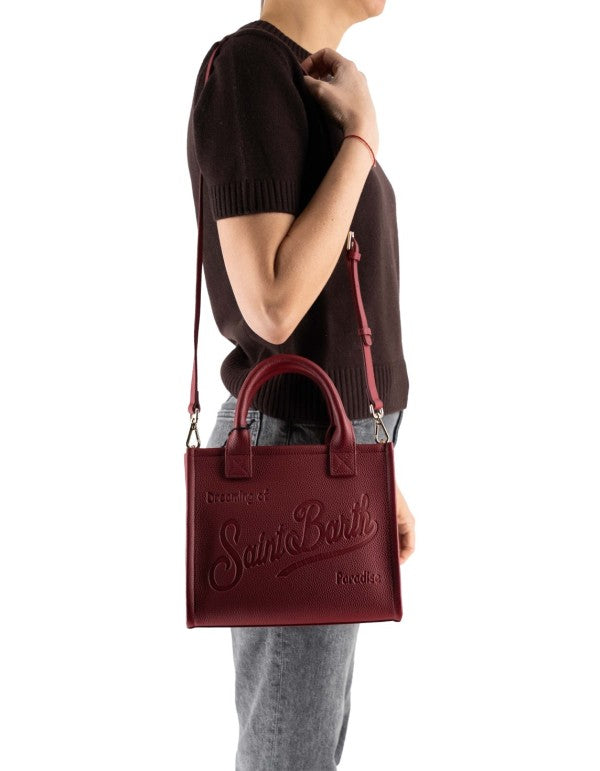 Burgundy Hammered Leather Midi Vanity Bag