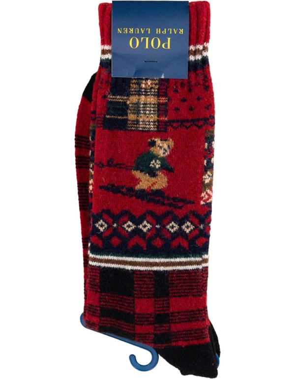Holiday Bear Sock-single Red