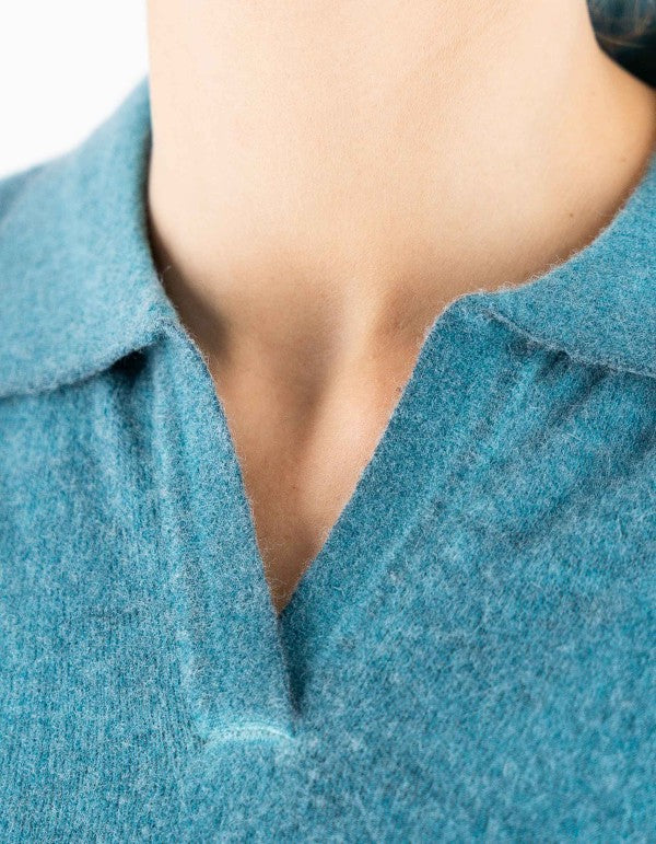 Inari Knit Polo in Teal