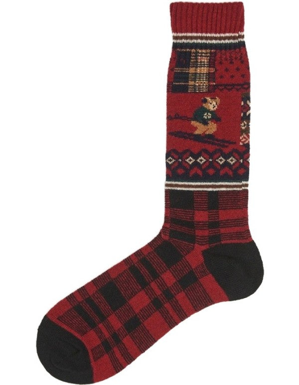 Holiday Bear Sock-single Red