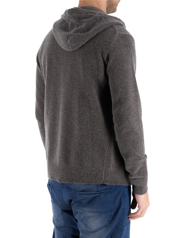 Maglia Goteborg Zip E Cappuccio Lana Cashmere Moro