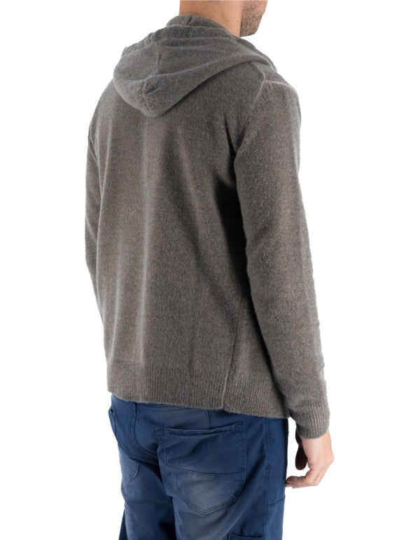 Maglia Goteborg Zip E Cappuccio Lana Cashmere Tortora