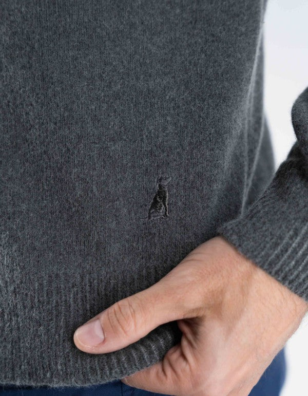 Maglia Goteborg Zip E Cappuccio Lana Cashmere Grigio Scuro