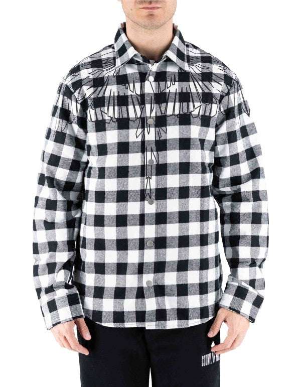 Black/White/Grey Check Flannel Shirt