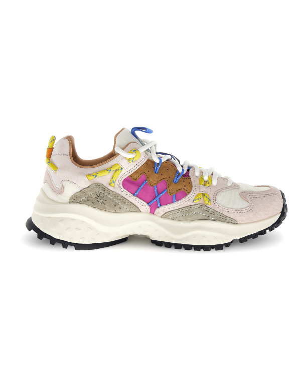 Yamabushi Woman Suede/nylon Ripstop Sneaker Powder-stone-fuchsia Pink