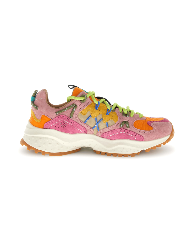 Yamabushi Woman Suede/nylon Ripstop Sneaker Fuchsia-orange Fuxia