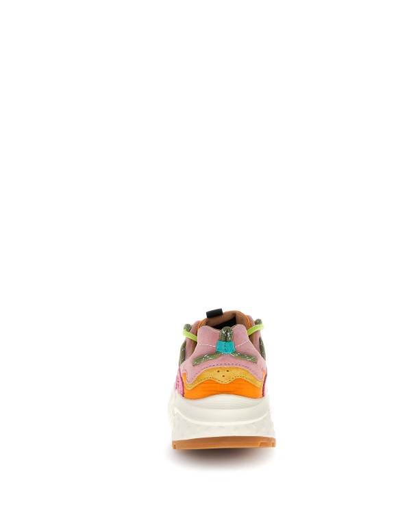 Yamabushi Woman Suede/nylon Ripstop Sneaker Fuchsia-orange Fuxia