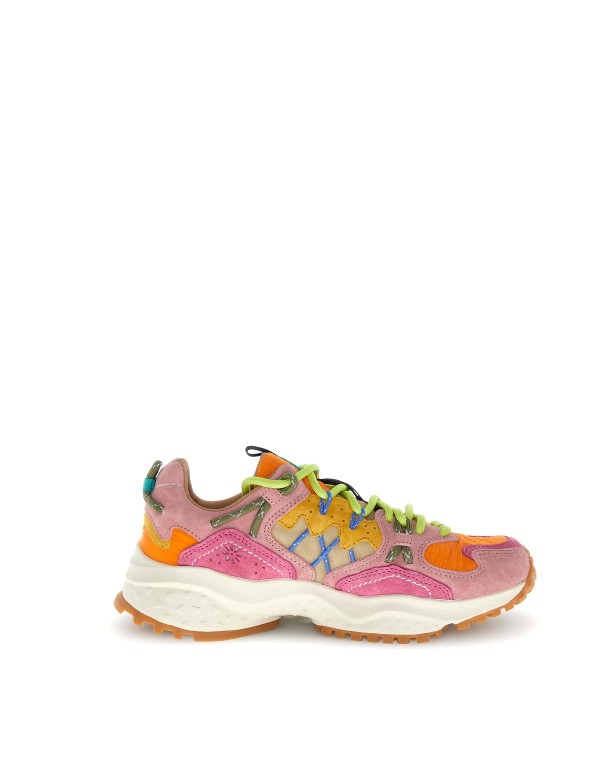 Yamabushi Woman Suede/nylon Ripstop Sneaker Fuchsia-orange Fuxia