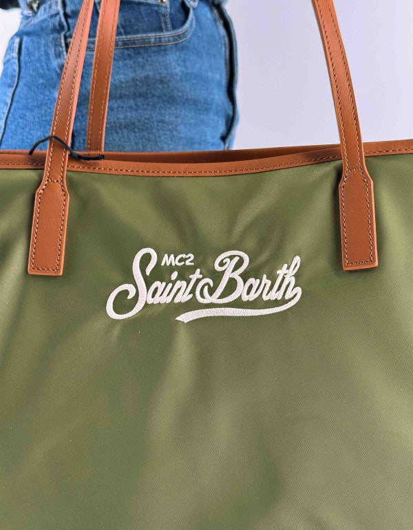 City Bag Nylon Shoulder Bag Green 5218 Emb