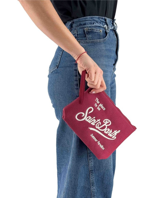 Aline Canvas Bordeaux 47 Emb. Clutch Bag