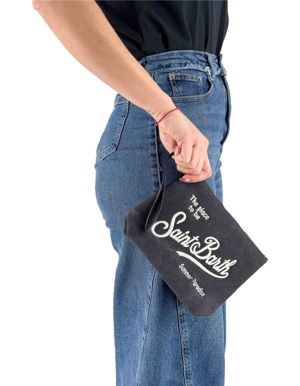 Aline Canvas Clutch Black 00 Emb