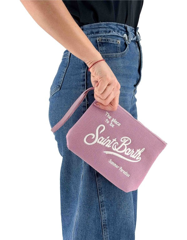 Aline Canvas Pink Clutch Bag 20 Emb