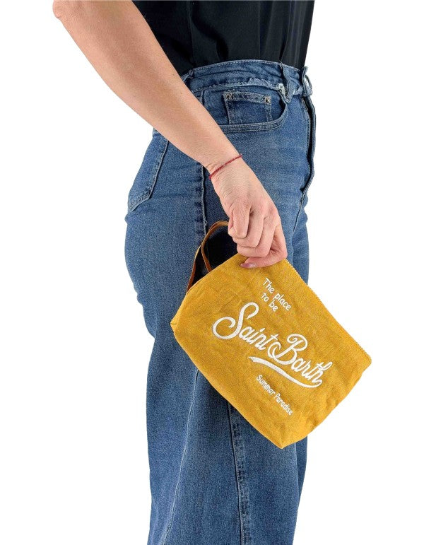 Aline Soft Linen Clutch Vintage 96 Mustard Emb