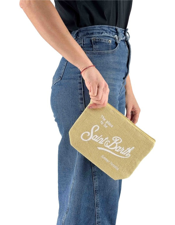 Aline Clutch Bag In Linen 92 Light Yellow