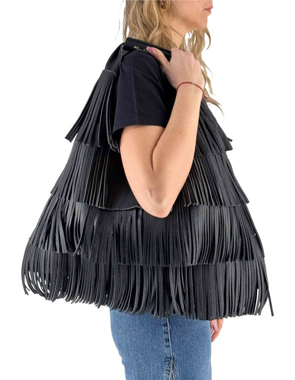 Black Fringe Sac Bag Ma001