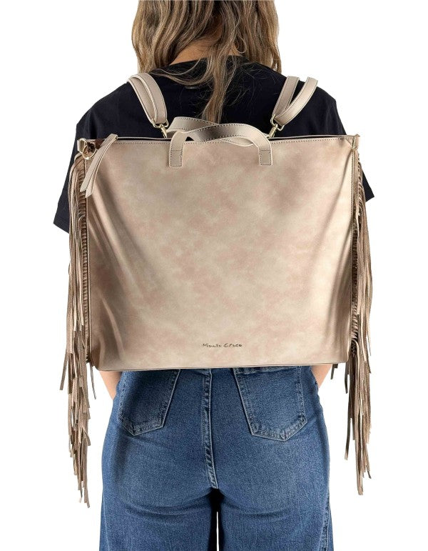 Ivory Fringe Backpack/Bag Ma148