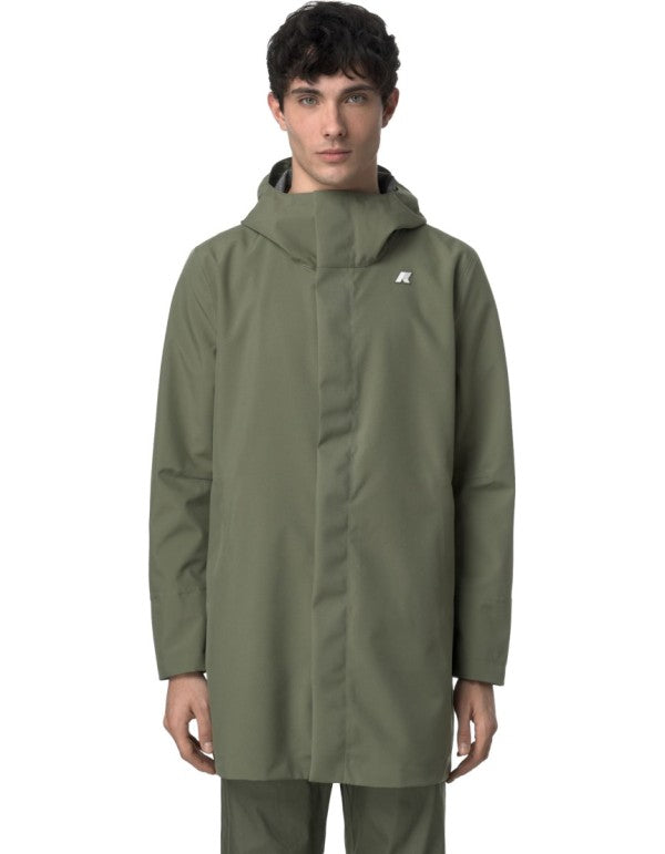 Tommy Bonded Jersey Green Lichen Trench Coat