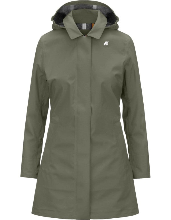 Mathy Bonded Jersey Green Lichen Trench Coat