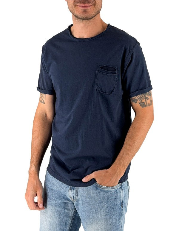T-Shirt Girocollo 100% Cotone Con Taschino Shiro