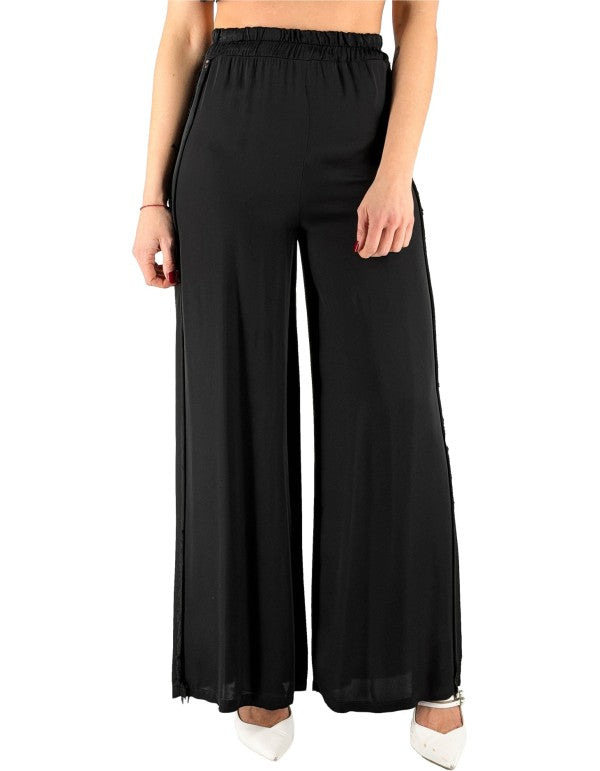 Ma001 Black Frayed Palazzo Pants