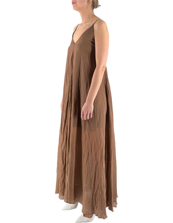 Long Dress with Suspenders Ma143 Cocoa