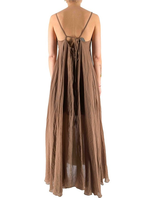 Long Dress with Suspenders Ma143 Cocoa