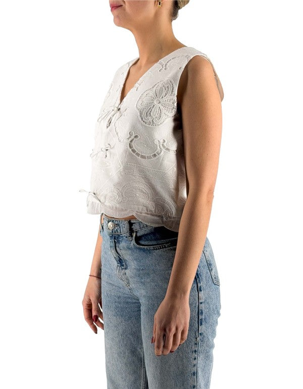 Gilet "Ostuni" Bianco Ricamato