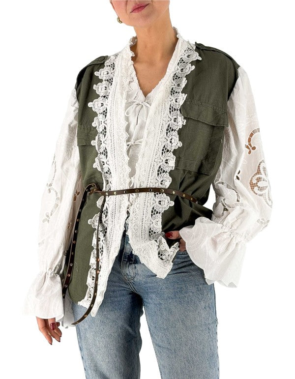 Green Embroidered "Ostuni" Overshirt