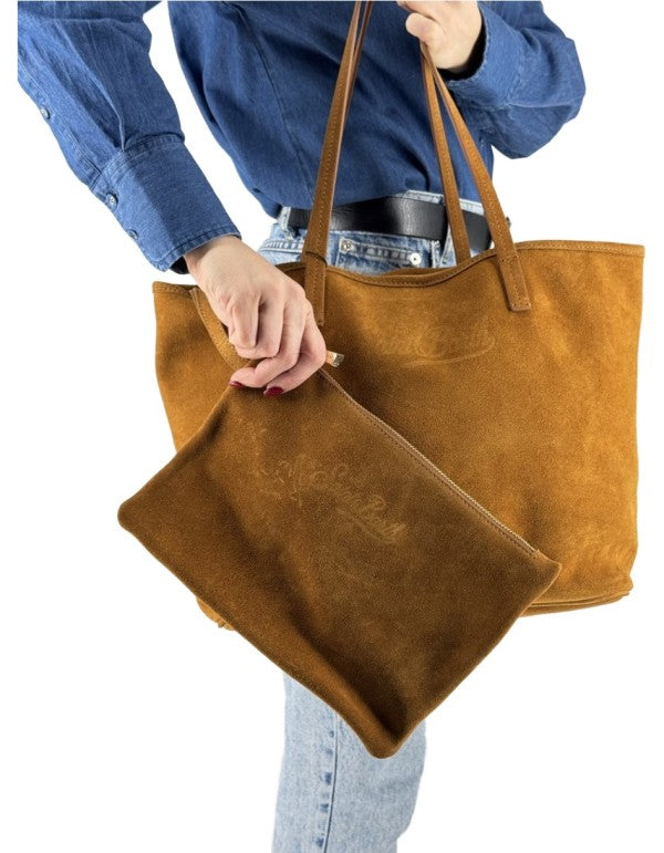 Borsa City Bag Suede Camel